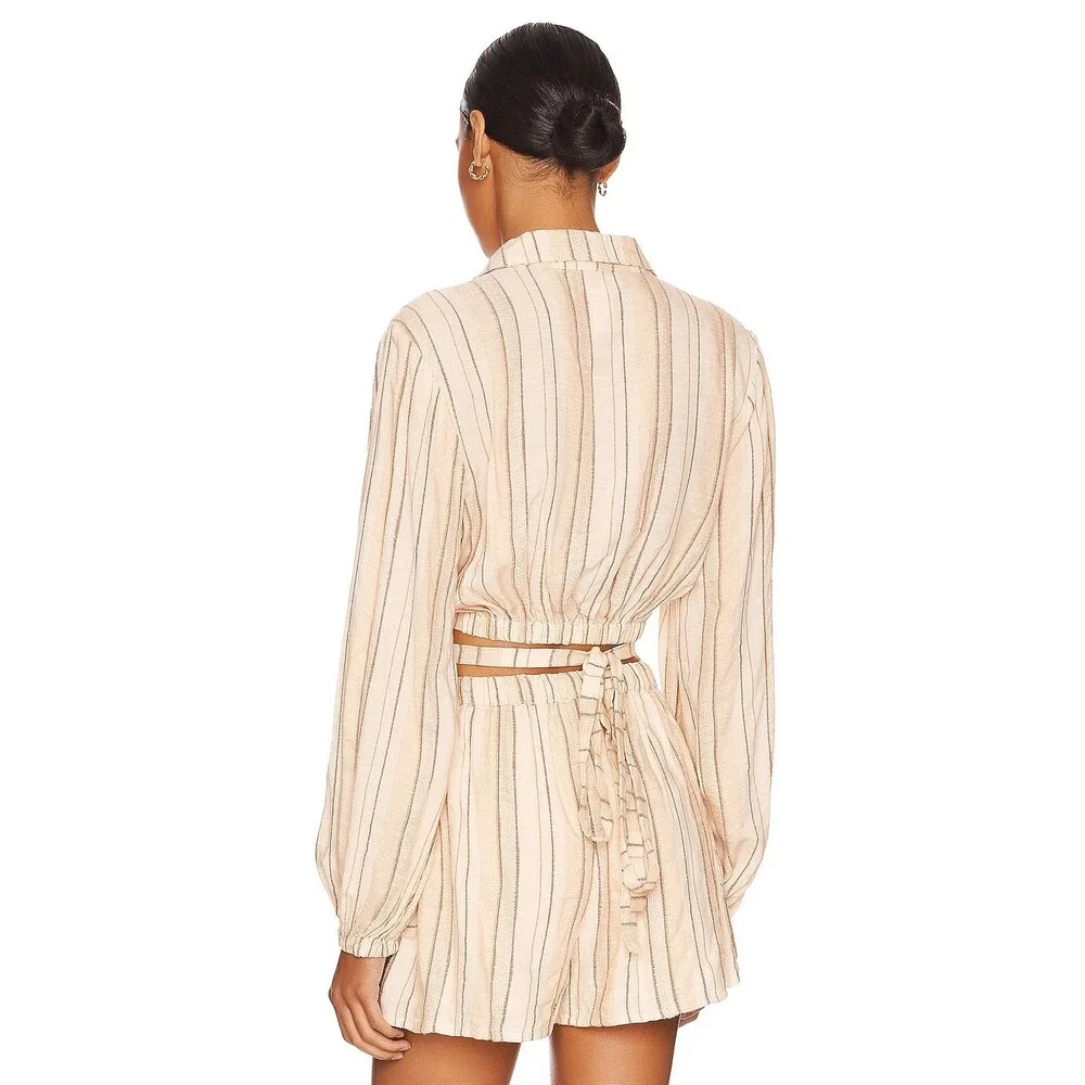 L*Space SOLDOUT Revolve Play it Cool Crop Button Up Stripe Top (S) - Picture 5 of 7